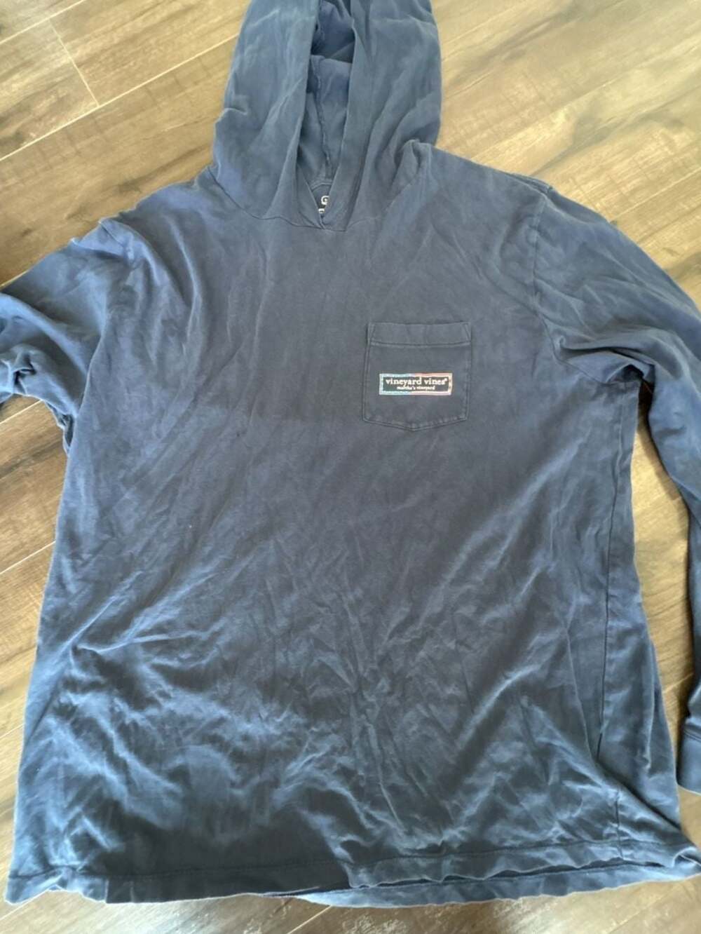 Vineyard Vines Men's Navy Blue Long Sleeve Pocket Graphic Hoodie XL